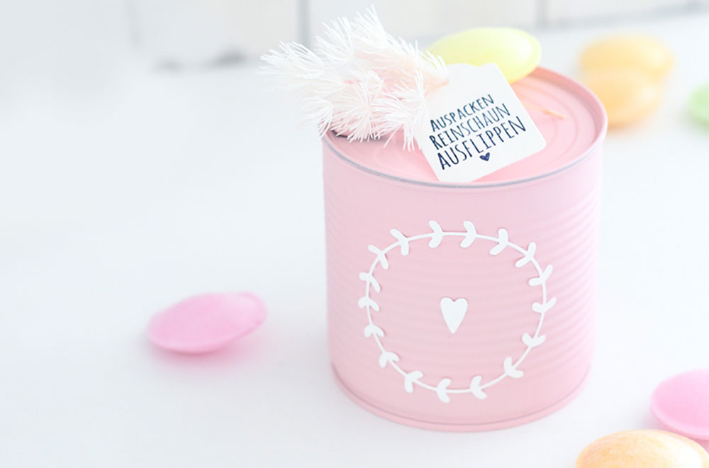 Geschenkverpackung basteln aus Blechdosen