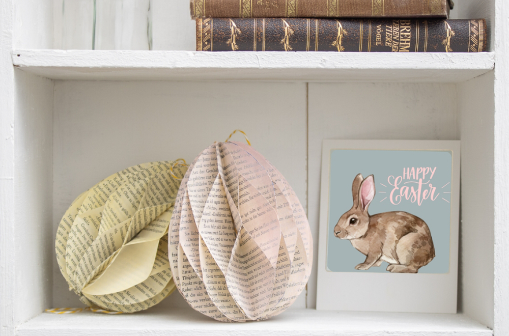 DIY-Ostereier aus alten Buchseiten