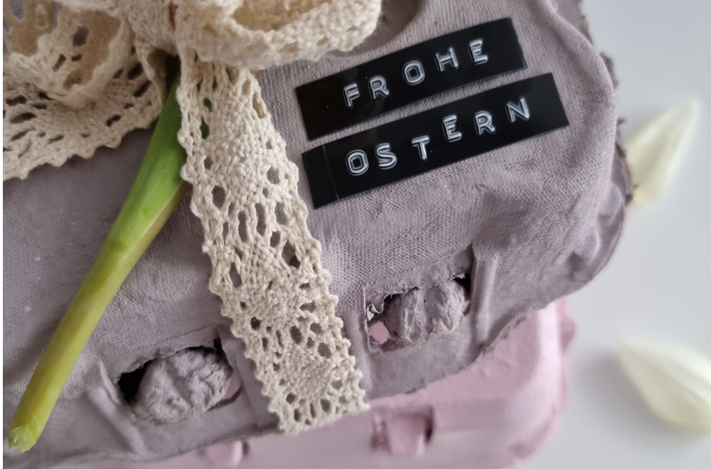 Besprühte Eierkartons als stilvolle Geschenkbox