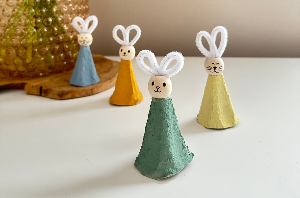 Süße Upcycling Hasen Deko aus Eierkartons