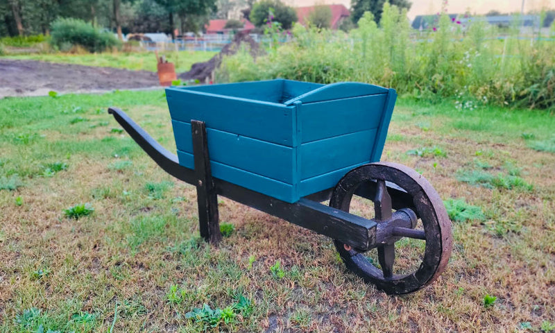Türkisfarbene Schubgarten im Garten