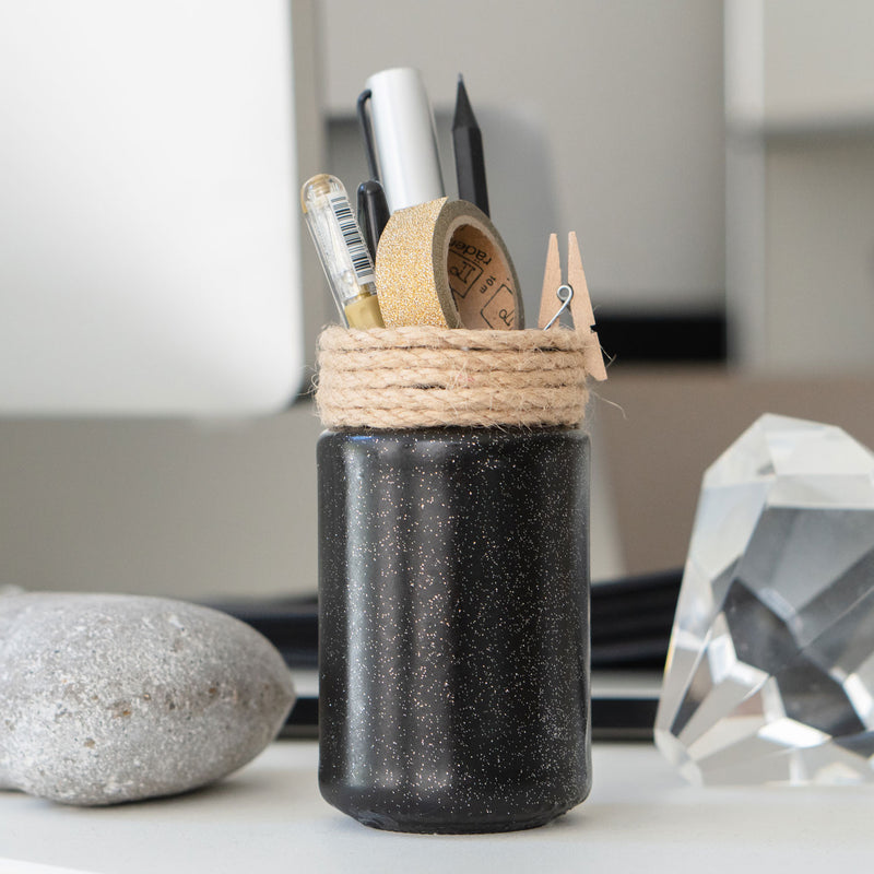 Schwarzer Glitter-Stiftehalter